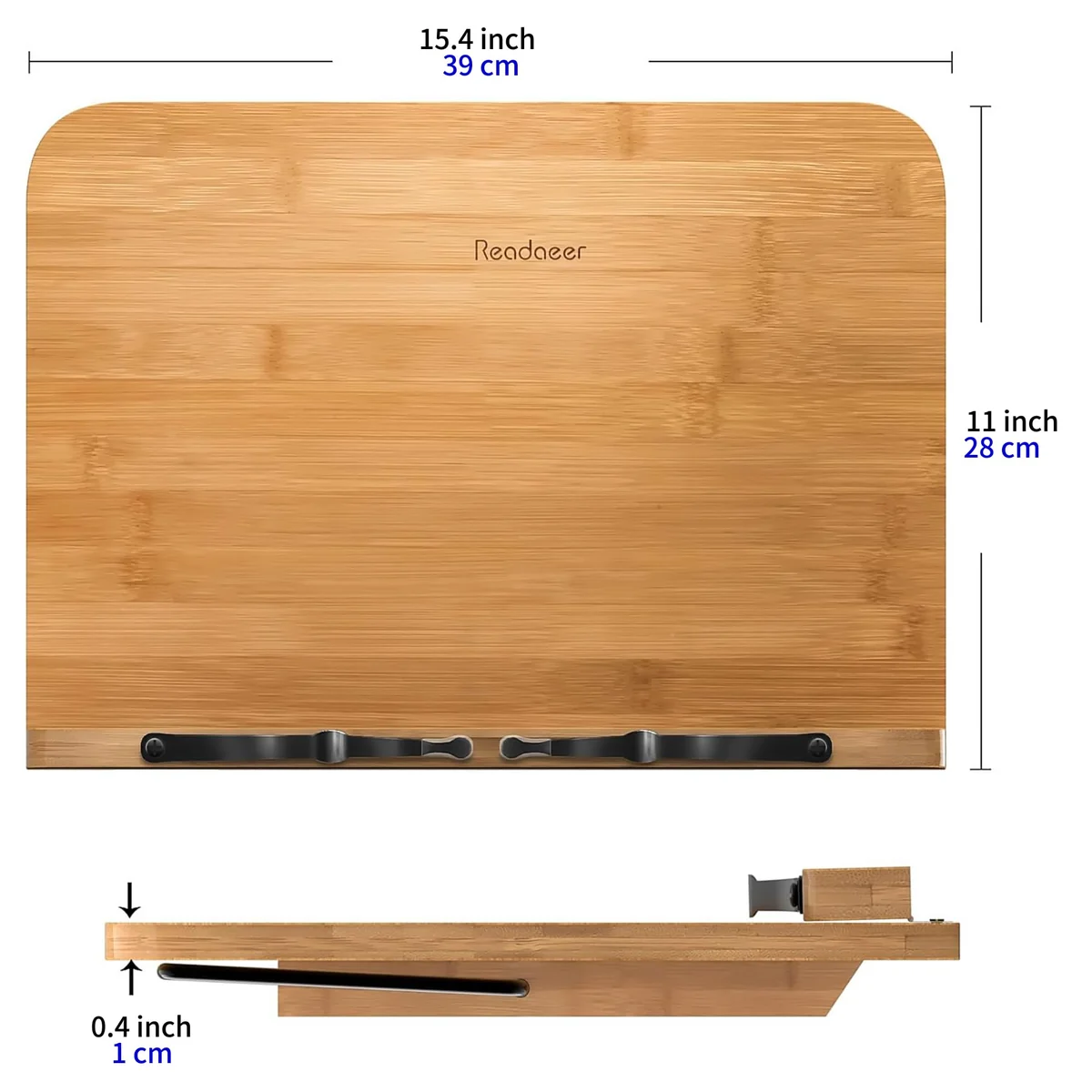 READAEER Atril para libros de cocina, soporte plegable de bambú con 6 alturas ajustables