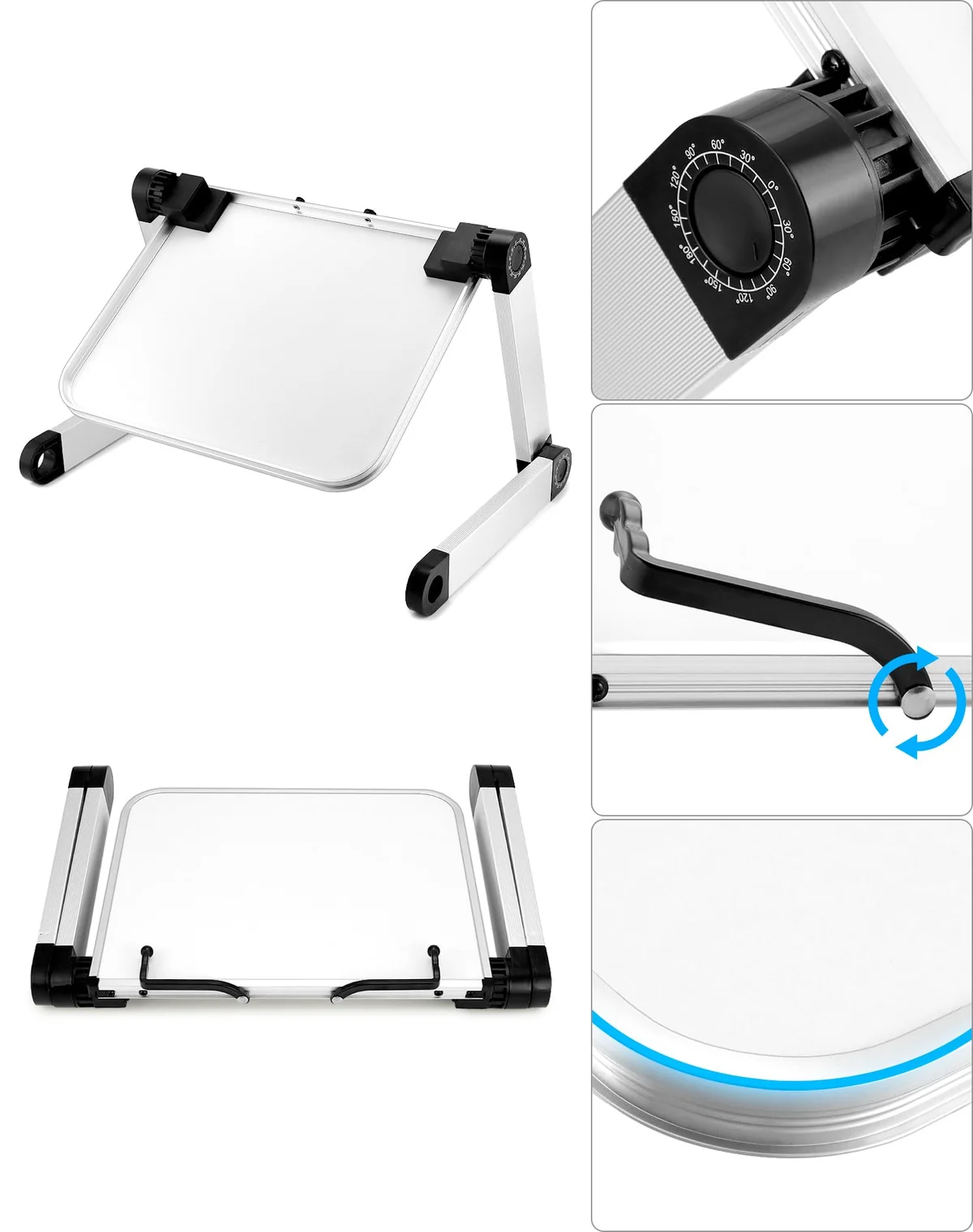 QWORK® Soporte para Libros Ajustable, Soporte de Lectura de aleación de Aluminio, Soporte para Libros de Cocina, Plegable, Blanco