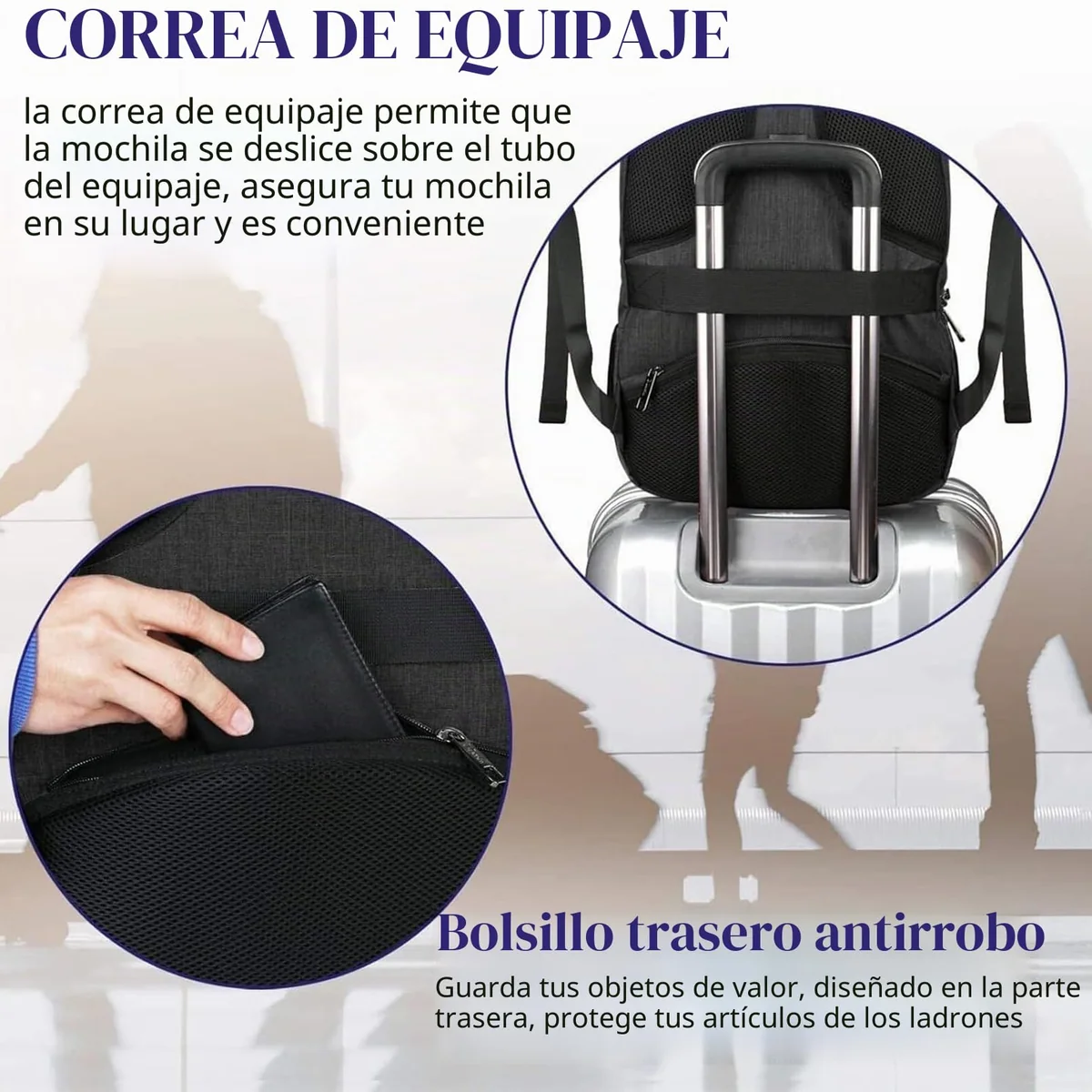 MATEIN Mochila Portatil 17 Pulgadas, Mochila Antirrobo Hombre, Negro