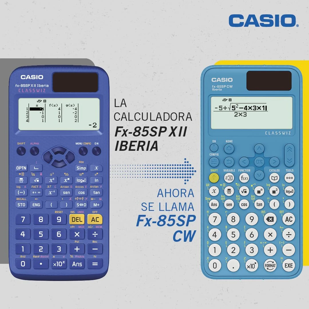 Casio FX-85SP CW - Calculadora Científica, Recomendada para el Curriculum Español y Portugués, 5 Idiomas, más de 300 Funciones, Solar, Color Azul