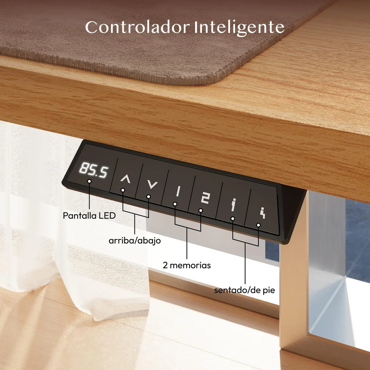 FLEXISPOT Escritorio Elevable Eléctrico 140x60cm, Mesa Escritorio Elevable, Standing Desk Regulable con Memoria, Sistema Anticolisión, Carga 100KG, Mesa Oficina para Casa, Teletrabajo y Gaming, Arce