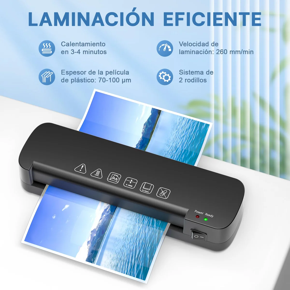 Plastificadora A4 4 en 1, Laminadora Térmica para A4/A5/A6, 70-100 Micras
