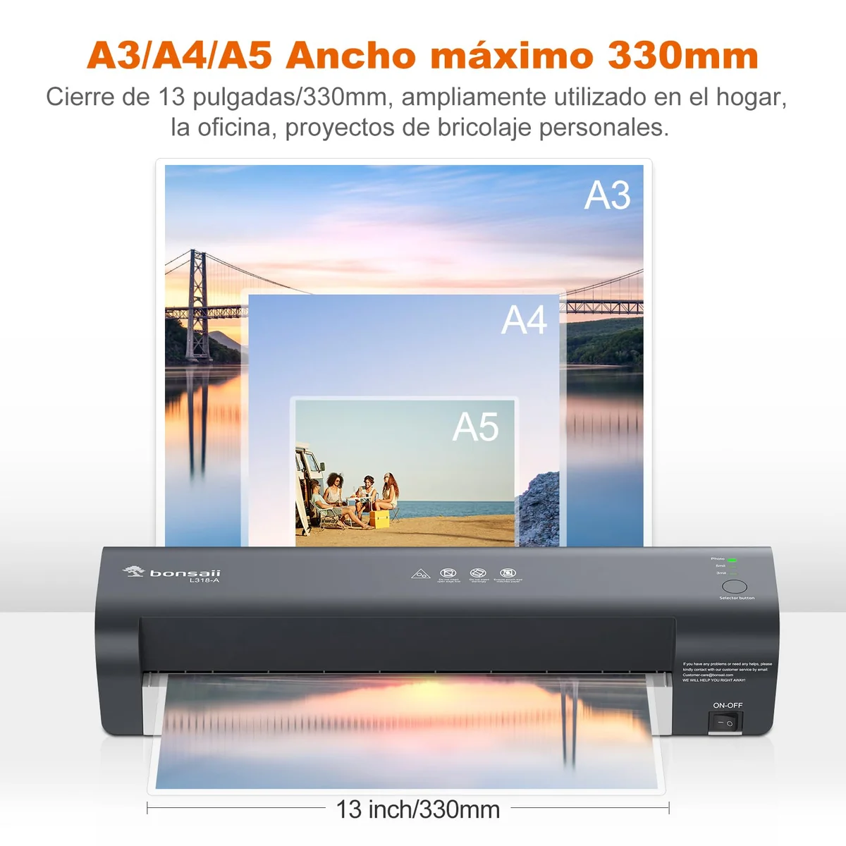 Bonsaii Plastificadora A3 kit 5 en 1 con NTC y guillotina