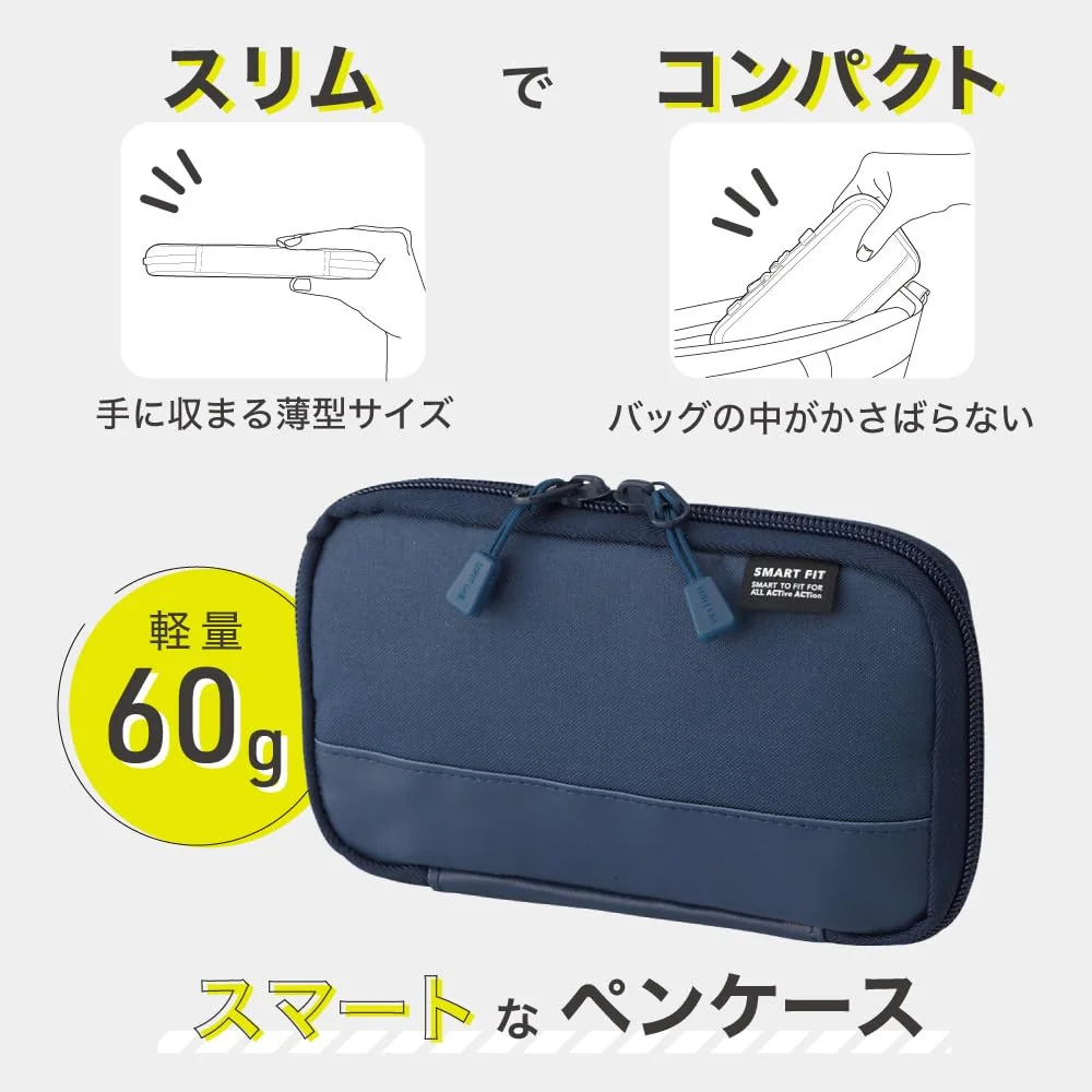 Lihit Lab.Smart Fit - Estuche compacto para lápices y bolígrafos, color azul marino