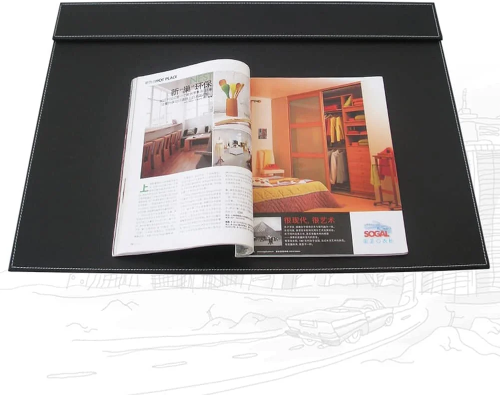 KINGFOM Protector Mesa en Cuero 60X45cm, Alfombrilla y Vade de Escritorio (Negro-A005)