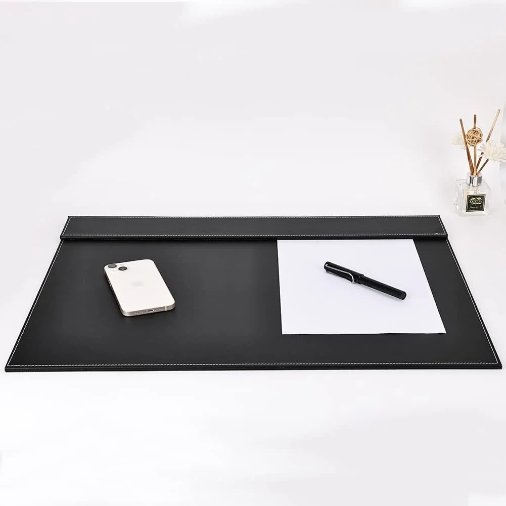 KINGFOM Protector Mesa en Cuero 60X45cm, Alfombrilla y Vade de Escritorio (Negro-A005)